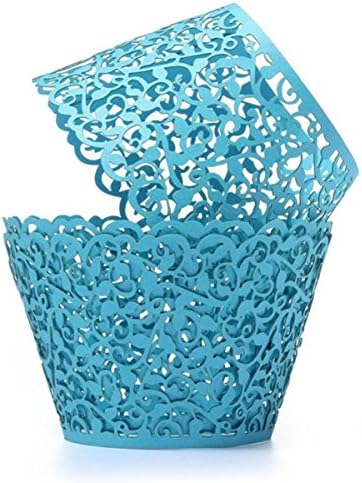 Somnr® Vine Cupcake Holders Filigree Vine Designed Decor Wrapper Wraps Cupcake Muffin Paper Holders - 48pcs (Sky Blue)