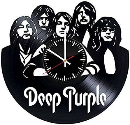 Deep Purple Vinyl Record Wall Clock - Get unique bedroom or kitchen wall decor - Gift ideas for adults and youth Best Rock Music Band Unique Modern Art