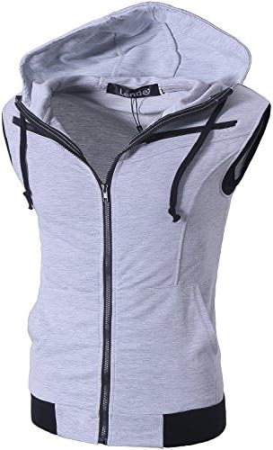 Zeger Men Zip Up Hoodies Kangaroo Pocket Hoodie Casual Hooded Vest,Gray,XL