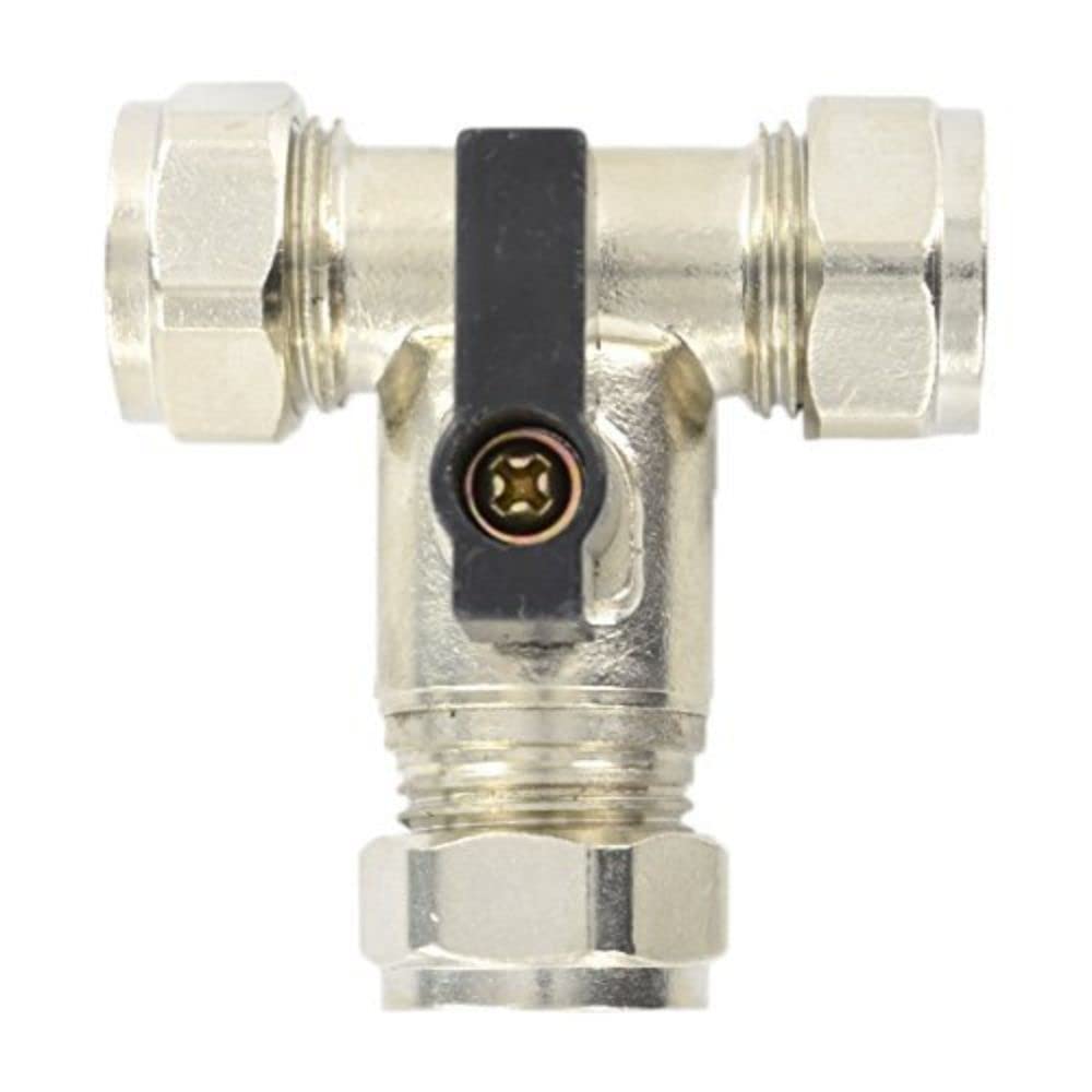 Merriway BH05787 15 mm Tee Isolating Valve - Chrome