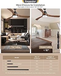Ensenior 52’’ Wood Ceiling Fan with Light and