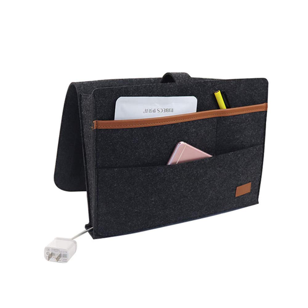 Copiel Bedside Caddy Pocket, Anti-Slip Felt Hanging Organizer Caddy, Magazine Remote Holder for Dorm Bedroom Bunk Bed Sofa