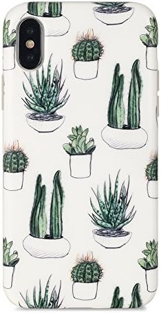 iPhone X case, Sankton Slim-Fit Anti-Scratch Shock-Proof Anti-Finger IMD Soft TPU Cover with Design Pattern for iPhone X 2017 (Cacti)