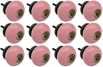Nicola Spring Ceramic Cupboard Drawer Handle Knobs - Pink - Pack of 12