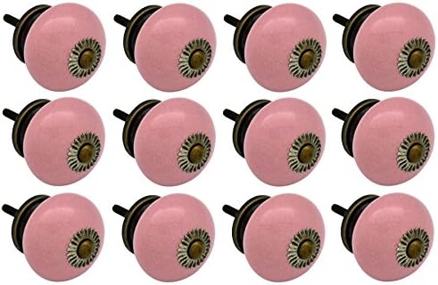 Nicola Spring Ceramic Cupboard Drawer Handle Knobs - Pink - Pack of 12