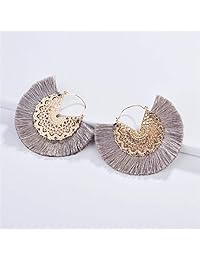 Pendientes de aro con borla, de hilo de declaración, elegantes y largos, con flecos, ligeros, largos, con gancho francés, para mujeres y niñas