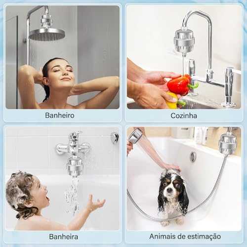 Filtro Chuveiro, Filtro de Chuveiro, 2 Cartucho, Cabeça de 25 Estágios Para Remoção de Agua Dura Cloro/Flúor/Metais Pesados