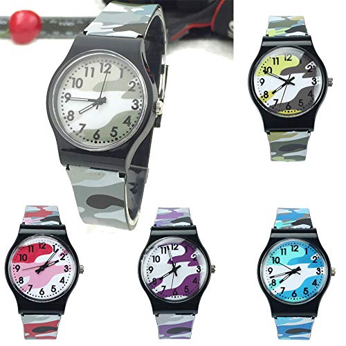 OWMEOT Multiple Alarms Reminder Sports Kids Wristwatch Waterproof Boys Girls Digital Watches Camo -Kids Watches Cute Cartoon Waterproof Fabric Strap Children Toddler Wrist Watch (Gray) - Thumbnail 2
