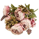 KINGSO Artificial Peony Silk Flowers Bouquet Home Wedding Decoration