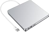 External DVD CD Burner Drive, Patuoxun Portable USB DVD CD RW Writer Reader CD-RW / DVD-RW Player, External Optical Drives with Classic Silvery for Apple MacBook Air, Macbook Pro, Mac OS, PC Laptop