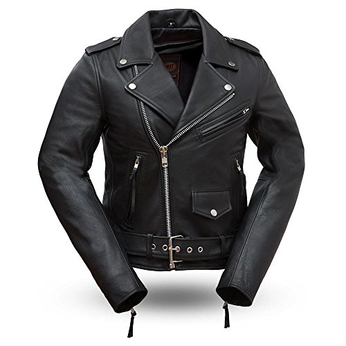 First Manufacturing Women's Rock Star Leather Motorcycle Jacket (Black, 5X-Large)