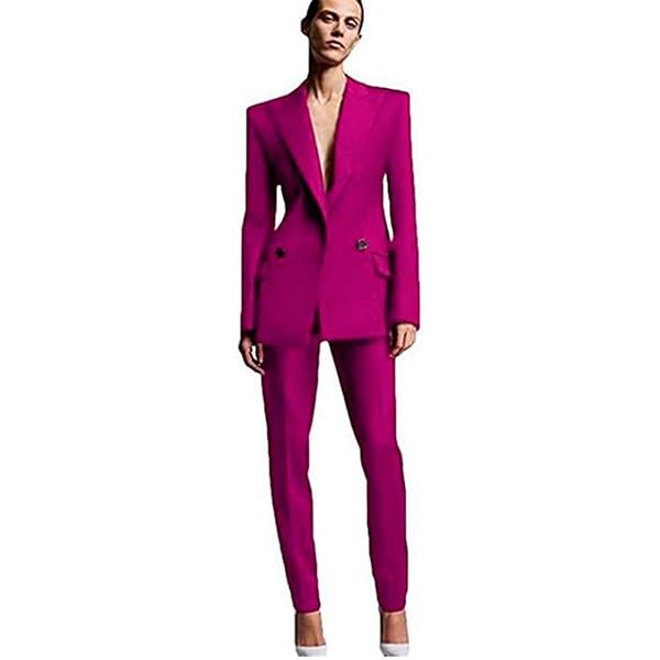 Women's Peak Lapel Hot Pink Business Suits 2 Pieces One Botton Wedding Groom Tuxedos M at Amazon Women's Clothing store Women's Peak Lapel Hot Pink Business Suits 2 Pieces One Botton Wedding Groom Tuxedos M at Amazon Women's Clothing store