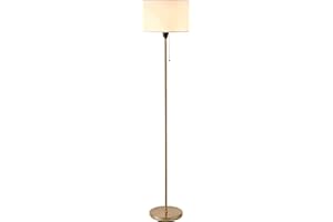 O'BRIGHT O’Bright Ted - Drum Shade Standing Lamp, Pull Chain Switch, E26 Socket, Modern Minimalist Design, Simple Floor Lamp for Living Room, Bedroom, Office, Antique Brass
