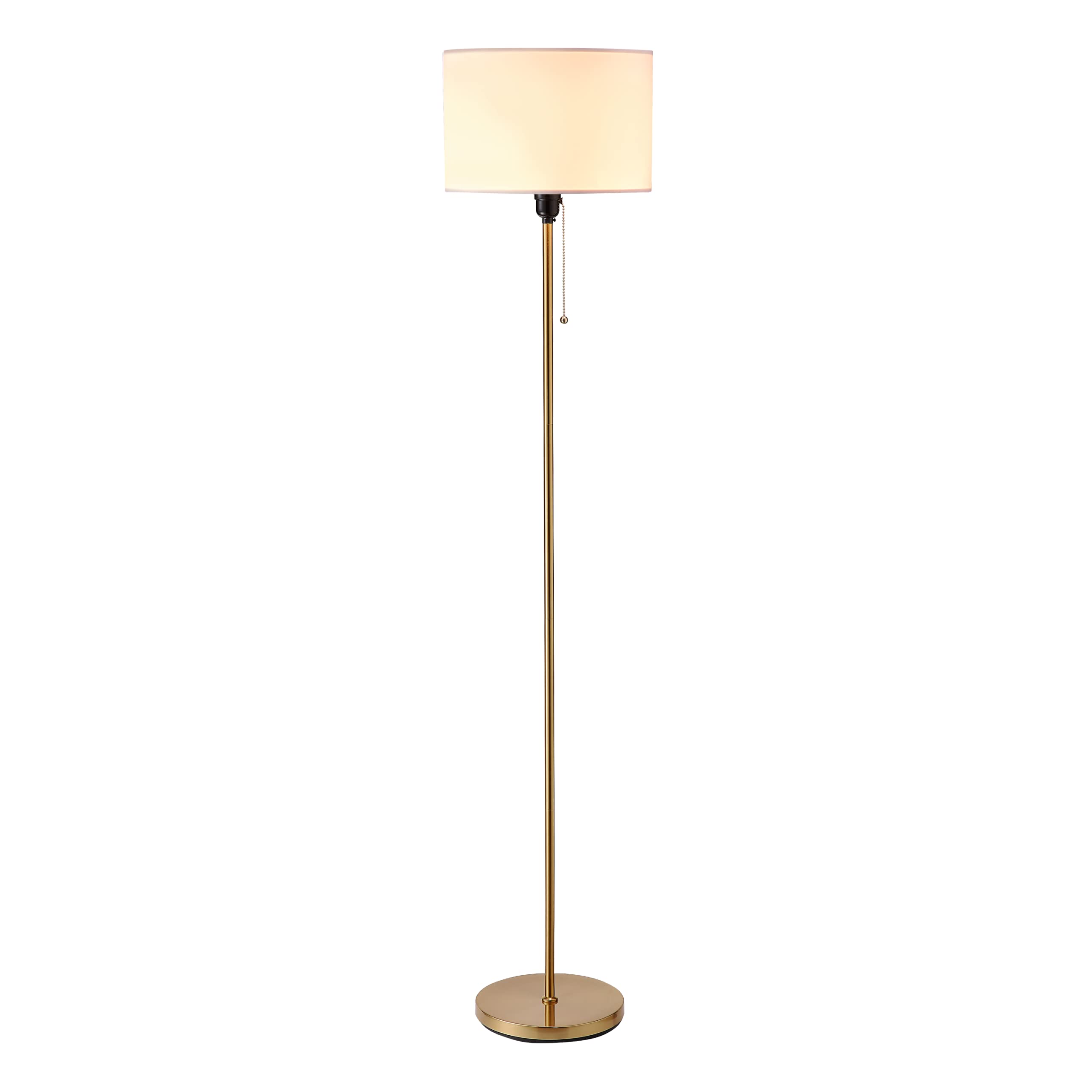 Photo 1 of O’Bright Ted - Drum Shade Standing Lamp, Pull Chain Switch, E26 Socket, Modern Minimalist Design, Simple Floor Lamp for Living Room, Bedroom, Office, Antique Brass