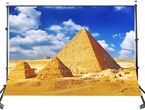 LYLY COUNTY 10 x 7 ft Polyester Egyptian Khufu Pyramid Photography Backdrops Photo Studio Props Blue Sky and White Clouds Background Room Mural 107-55