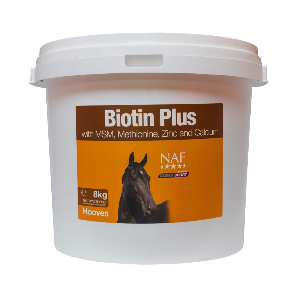 NAF Biotin Plus 8kg – Comprehensive Hoof Supplement for Horses – With Biotin, MSM, Methionine, Zinc & Calcium – Supports Healthy Hoof Growth & Strength
