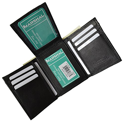 Mens Trifold Wallet Extra Capacity Inside Slots 2 ID Windows by Marshal