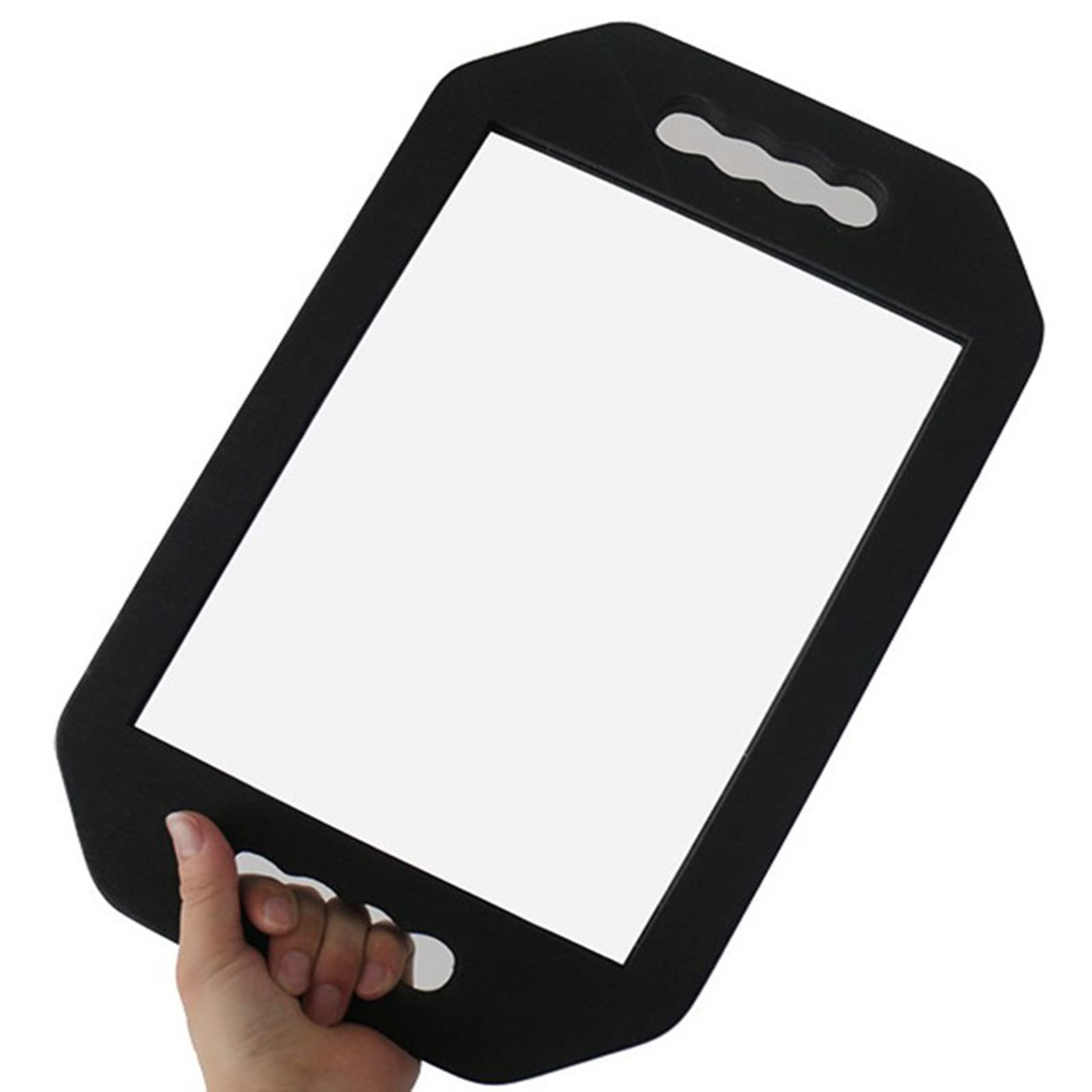 Photo 1 of Feisate Barber Mirror Handheld Foam, Salon Large Foam Hand Mirror with Double Handle, Square Barbershop Handheld Mirror, Black