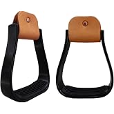 Hopoint 2 Pcs Aluminum Western Horse Riding Stirrups, Lightweight Overshoe Safety Design with Anti-Slip Rubber Foot Mat, Cushioned for Ankle Stress Relief Fatigue Reduction for Equestrian Saddles