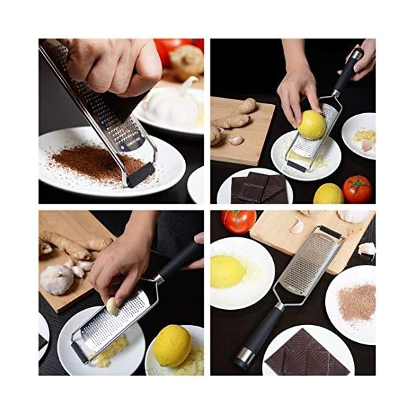 iNeibo Kitchen Cheese Grater & Lemon Zester - Sharp 18/8 Stainless Steel Blade - Ergonomic TPR Handle - Easy to Grate Or…