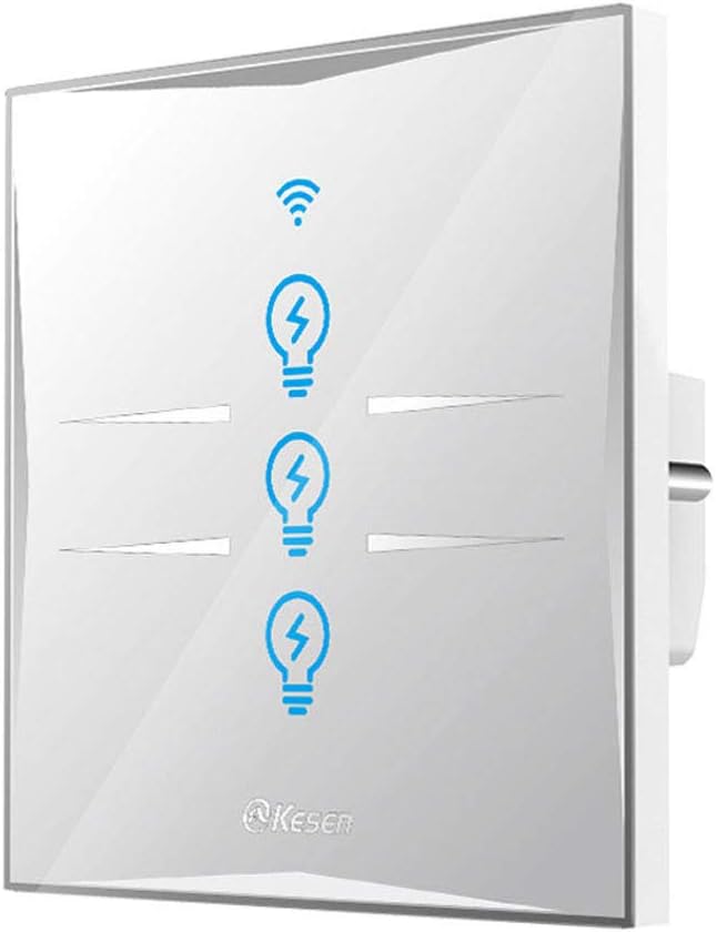 Smart Light Switch,WIFI Light Switches Wall Tempered Glass Touch-Screen,Compatible with Alexa and Google Home,Control Your Fixtures From Anywhere,Timing Function,Overload Protection (3 Gang)