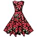 MaggieX Vintage 1950's Floral Sleeveless Cotton Vintage Garden Party Cocktail Dress (S, Q001-3)
