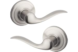 Kwikset Tustin Interior Passage Door Handle, Lever For Closet and Hallway Doors, Reversible Non-Locking Handle Lever, Satin Nickel, with Microban Protection