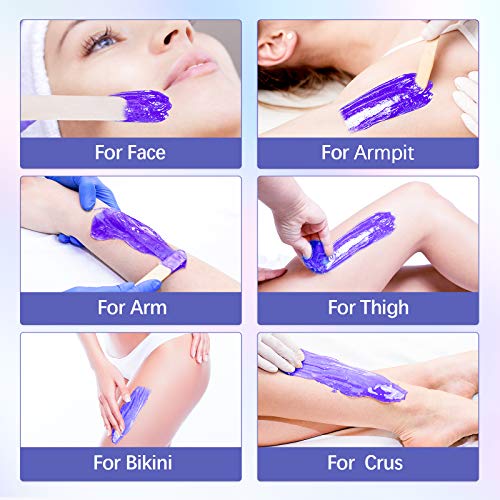 Wax Warmer, Liaboe Wax Heater Hair Removal Kit, Electric Waxing Kit with Adjustable Temperature, LED Display, 4 Different Flavor Hard Wax Beans and 20 Pcs Wax Applicator Sticks(Women/Men)