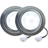 2-Pack DC 12V Kitchen Stove Top Light Cabinet Light 1.5W LED (White 6000K) | Made for 60mm/2.50 inch Hole with FL 2P Connector Recessed Range Hood Puck Light Equivalent to 15W Old Halogen Bulb