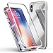 iPhone X Case, iPhone Xs Case, ZHIKE Magnetic Adsorption Case Metal Frame Tempered Glass Back with Built-in Magnet Cover [Support Wireless Charging] for Apple iPhone 10/X/XS (Clear White)