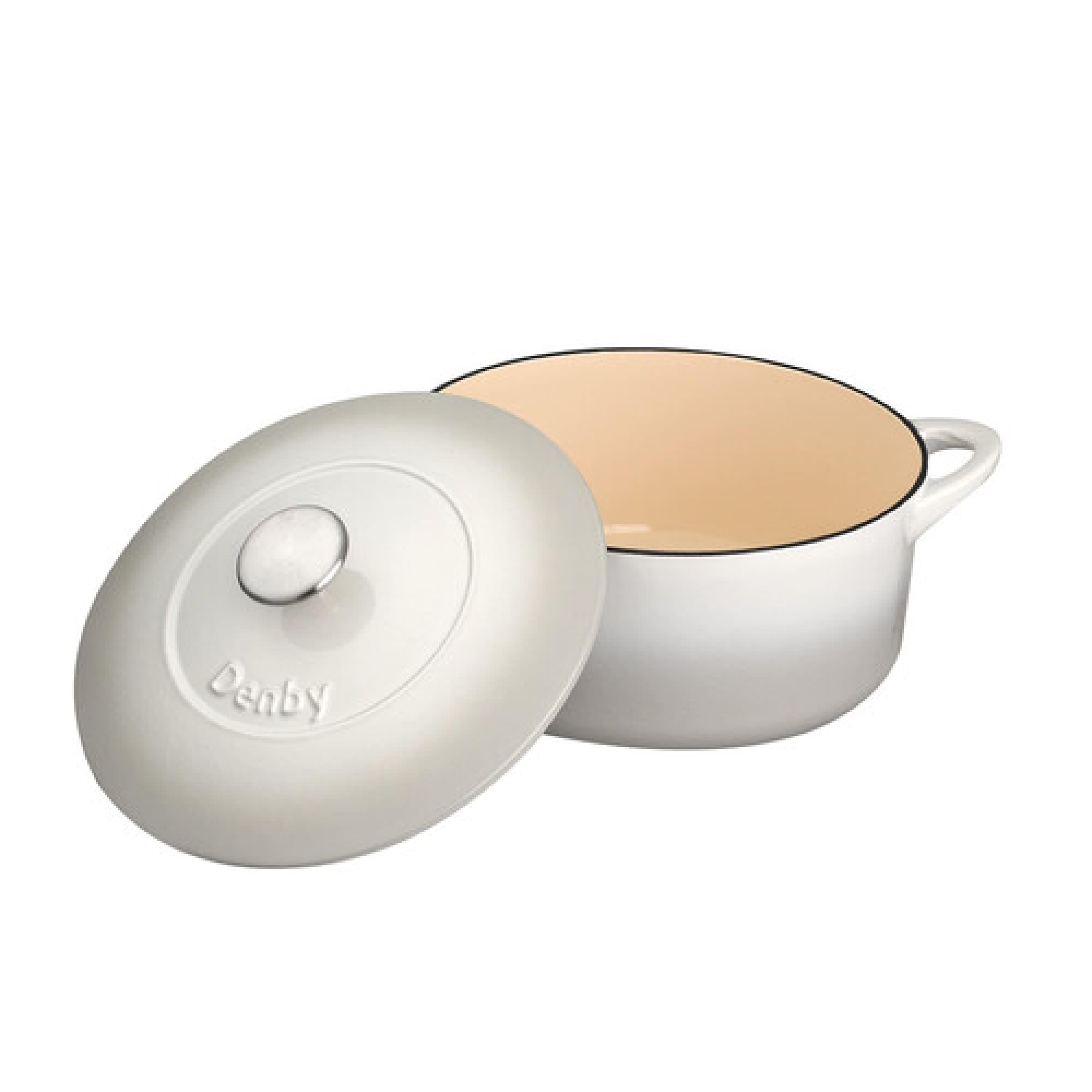 Denby - Natural Canvas White Cast Iron Casserole Dish - 4.05L Capacity Dutch Oven, Oven Safe Pot, Suitable For All Hob Types - Premium, Enamelled - Dishwasher Safe Cookware - 24cm, Round — image 1