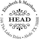 Customized Monogram Address Stamp - Self Inking Home Address Stamp for Envelopes - Large, Circle Shaped Design with Modern Font - (MOAD015-SI) - Refillable Stamp with Locking Bottom Cover