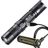 Nitecore P12 1000 Lumens Compact Tactical LED Flashlight PLUS 3400mAh Rechargeable Battery with Built-In Micro-USB Port & LumenTac USB Charge Cable