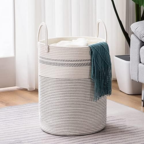Woven Rope Laundry Hamper Basket by YOUDENOVA, 58L Tall Luandry Basket