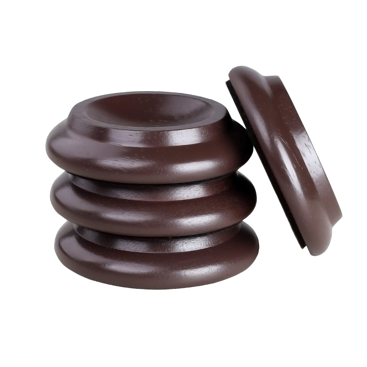 Piano Caster Cups Furniture Floor Felt Pad Cups Hardwood Coasters Anti-Sliding Floor Protectors Feet Protector Pads for All Floors & Wheels of Furniture, Sofas and Bed (New Piano Caster Cups -Brown)