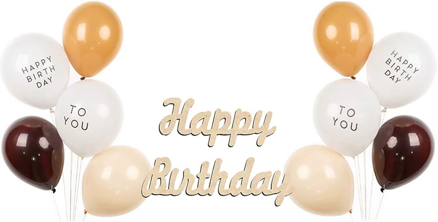 Amazon Lumierechat 誕生日 飾りつけ ガーランド 木製 バルーン セット ナチュラル ヴィンテージ セピア 風船 装飾 チョコレート 風船 バルーン おもちゃ