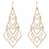 D EXCEED Women's Gold Cutout Diamond Chandelier Tiered Dangle Earrings, 3.15