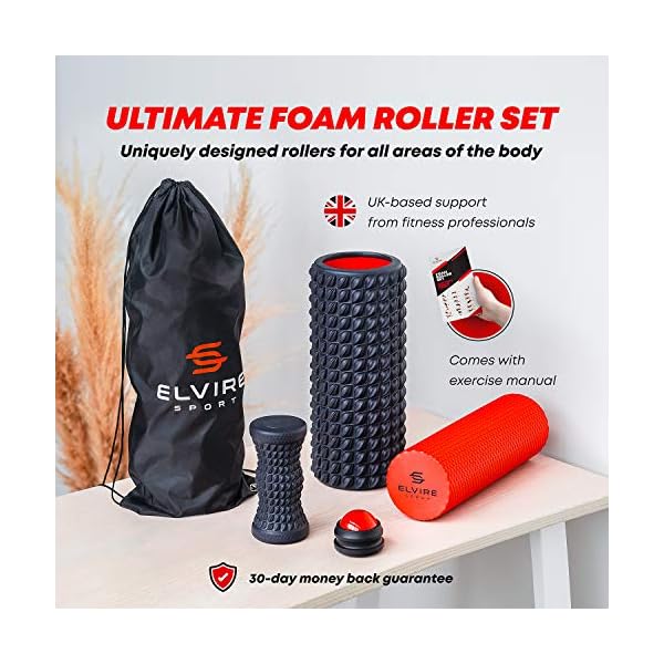 ELVIRE-Foam-Roller-Massage-Set-for-Deep-Tissue-Muscle-Massage-Back-Legs-Arms-Neck--Physio-Trigger-Point-Foam-Roller-Soft-Foam-Roller-Massage-Ball-Foot-Massage-Roller-Guide ELVIRE Foam Roller Deep Tissue Massager Set - Includes: Foam Rollers, Massage Roller Soft & Trigger Point, Massage Ball…