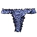 CHICTRY Men's Stain Ruffle Frilly Low Rise Thong Underwear Sissy Pouch Crossdres Panties Navy Blue X-Large(Waist31.0-56.0