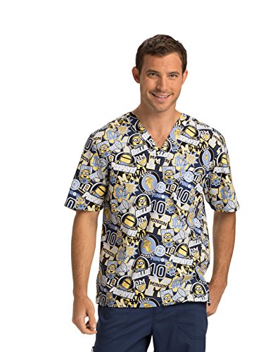 Tooniforms By Cherokee Unisex V-Neck Minions Print Scrub Top Xxxx-Large Print