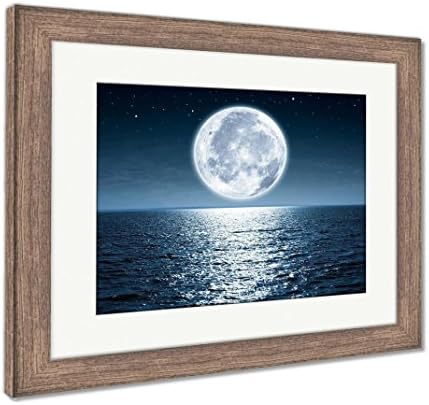 Ashley Framed Prints Full Moon, Wall Art Home Decoration, Color, 26x30 (frame size), Rustic Barn Wood Frame, AG5759329