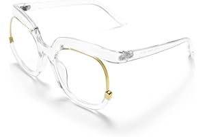 Rmerom Blue Light Blocking Oversized Glasses Stylish Fake Round Eyeglasses for Women UV400 Protection Eyewear GVA9051