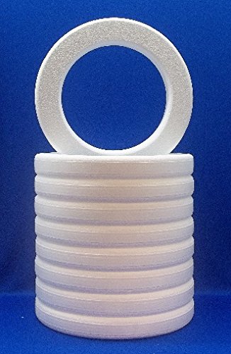 9 pc Styrofoam EPS Polystyrene Wreaths 14" X 2" White Craft Floral Ring with Rounded Edges