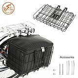 Onway Foldable Quick Release Front Handlebar and Rear Bicycle Lift-Off Basket with Carrier Basket liner Bag, brown/purple (Black Basket with Black Bag)
