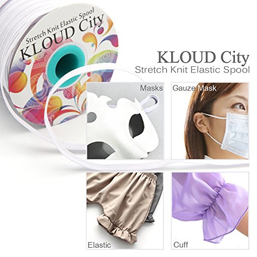KLOUD City White 70-Yards Length 1/4" Width Braided Elastic Cord, Elastic Band, Elastic Rope, Bungee, Black Heavy Stretch Knit Elastic Spool - Thumbnail 4