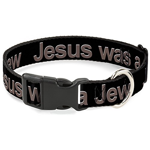 Plastic Clip Collar - Jesus was A Jew Black Gray - Medium 11-17"