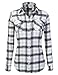 DRESSIS Women's Cotton Roll Up Sleeve Plaid Flannel Button Down Shirt