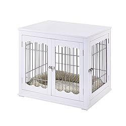 unipaws Furniture Style White Dog Crate for Medium