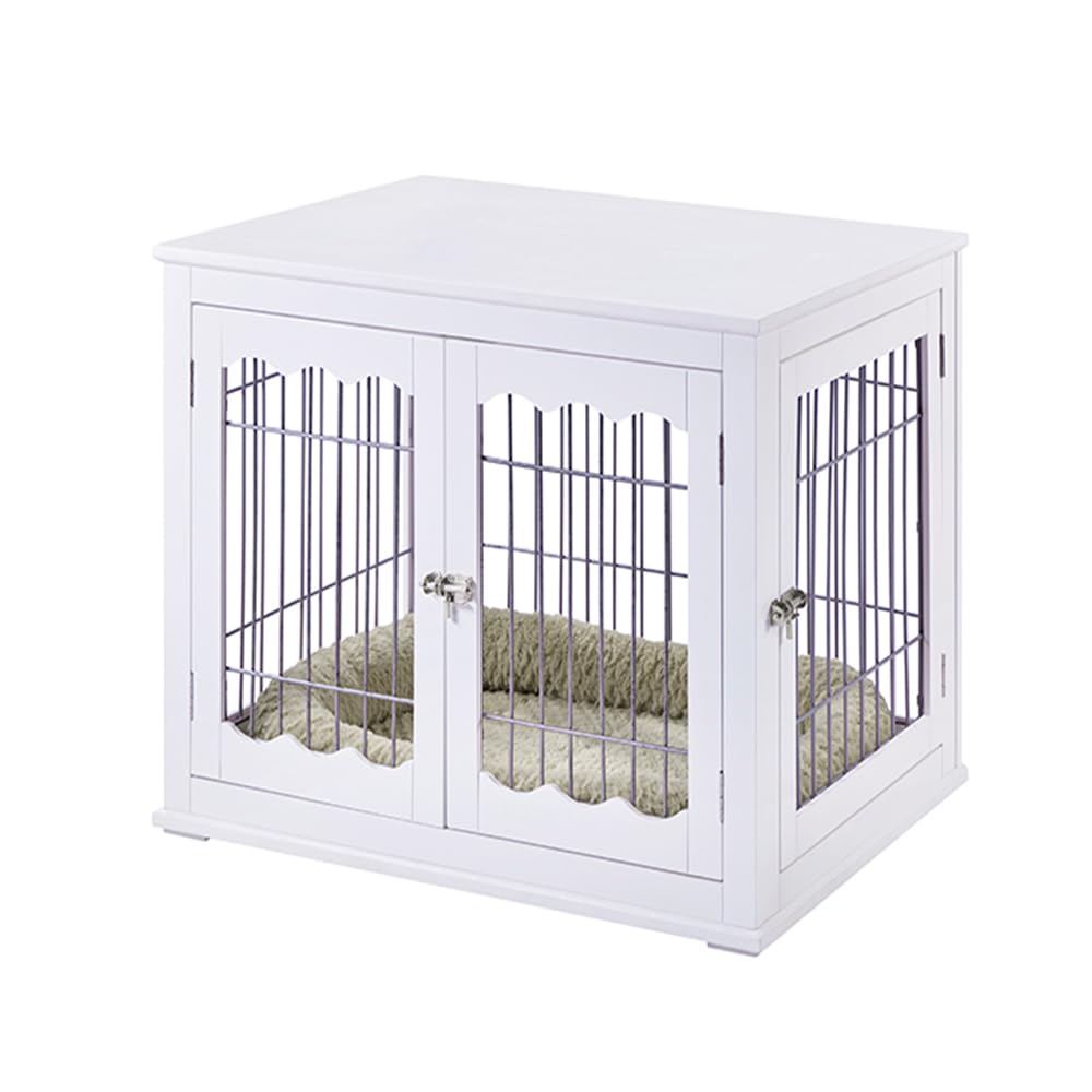 unipaws Furniture Style White Dog Crate for Medium