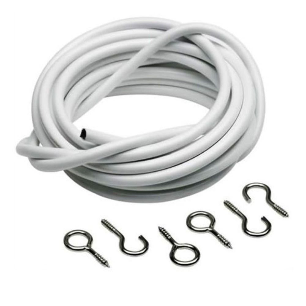 Depsen Tm 3m White Net Curtain Wire With Hooks Eyes 3 Meters